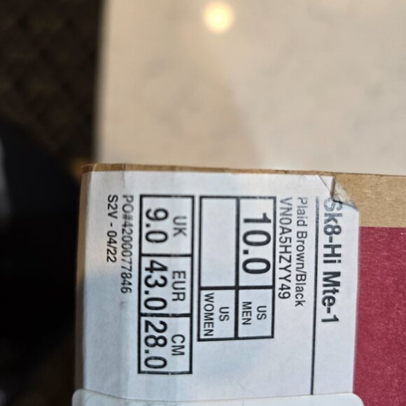 VANS Sk8-Hi MTE-1 Plaid Brown SNEAKER BOOT SHOES SKATEBOARDING MENS 10 NEW - Picture 9 of 16